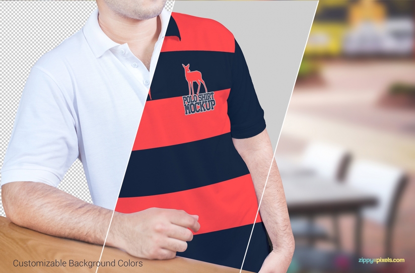 Placeit Mockup Of A Men S Polo Shirt Hanging Against A Customizable Background