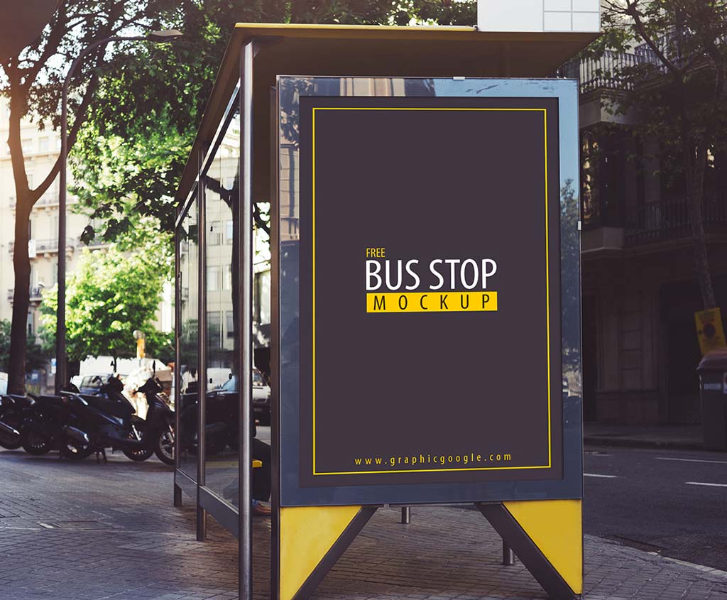 Download Bus Stop Advertising Mockup | Mockup World