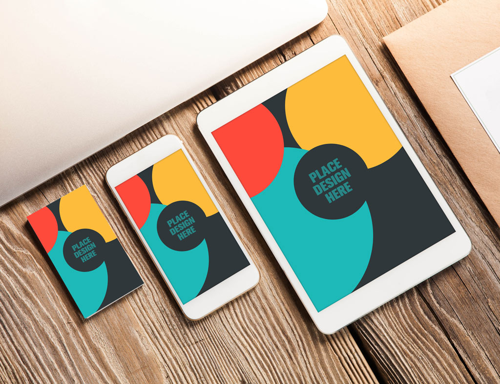 Download Business Card And Apple Devices Mockup Mockup World