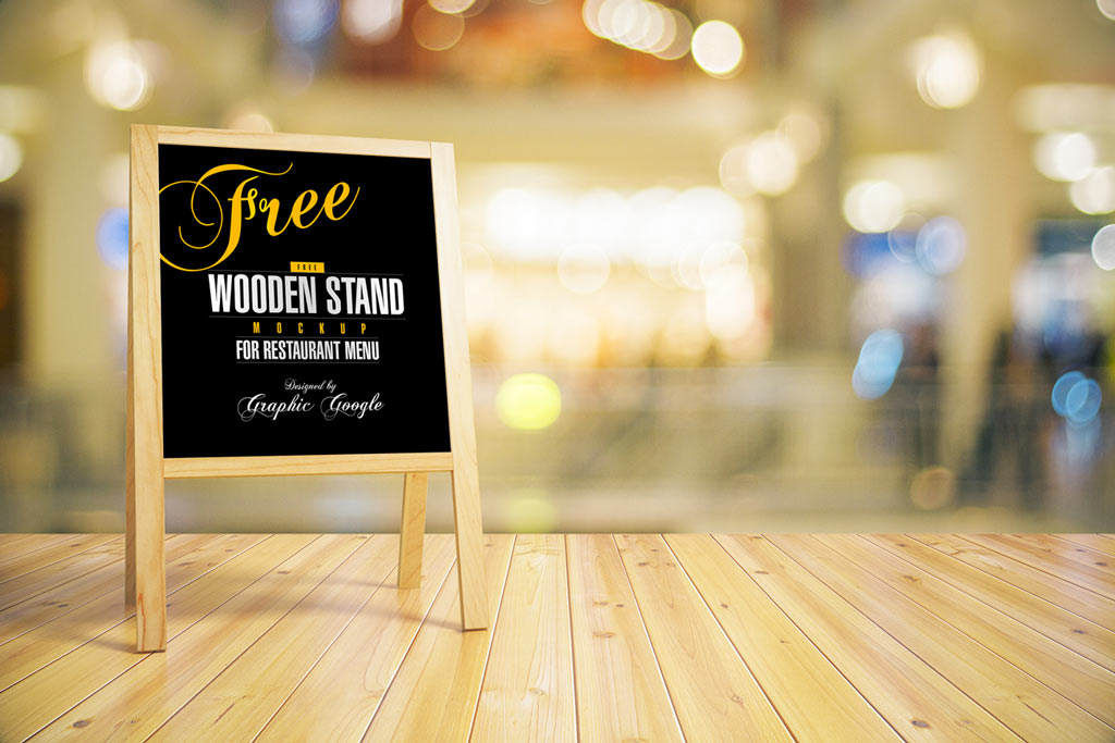 Download Wooden Chalkboard Stand Mockup | Mockup World