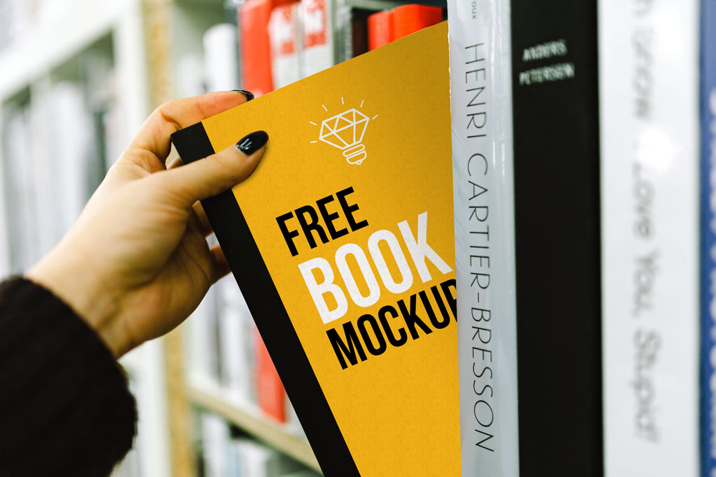 Download Book on Shelf Mockup | Mockup World