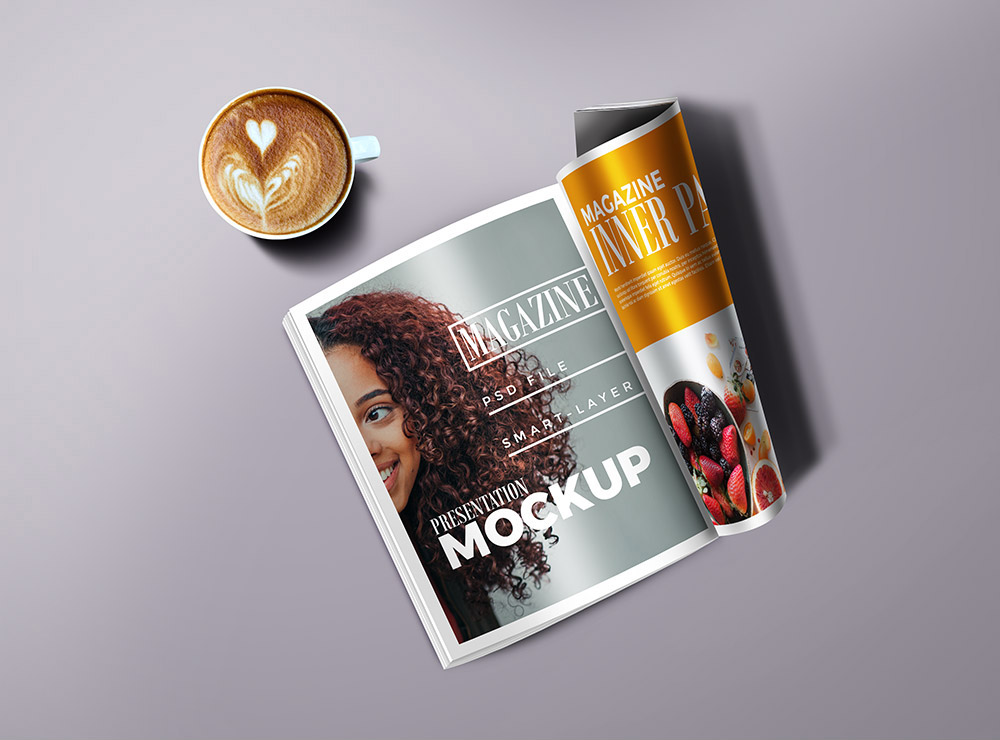 New Free Mockups – Magazine with Cup Mockup – Download Now