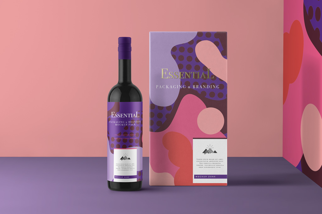Download Wine Bottle With Packaging Box Mockup Mockup World