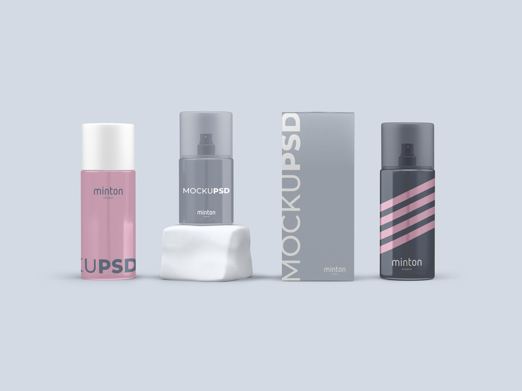 New Free Mockups – Cosmetics Items with Spray Bottles Mockup – Download Now