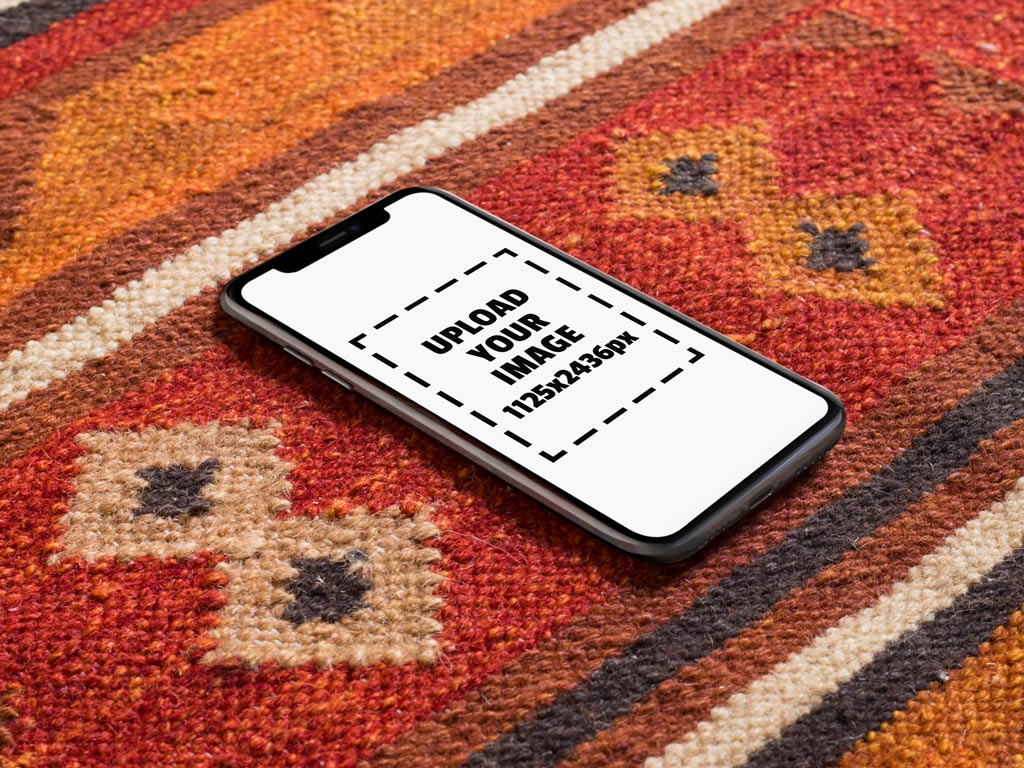 Download iPhone XS on a Carpet Mockup Generator | Mockup World