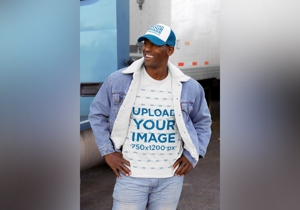 Download Man wearing T-Shirt and Cap Mockup | Mockup World