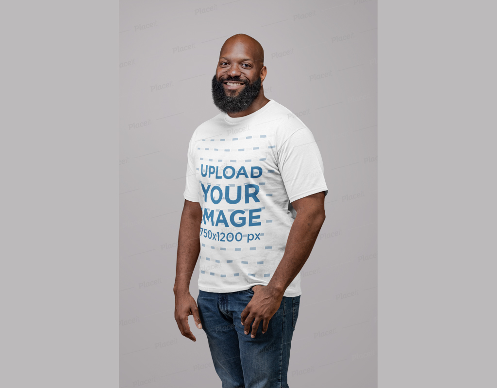 Download Man With Beard Wearing T Shirt Mockup Generator Mockup World