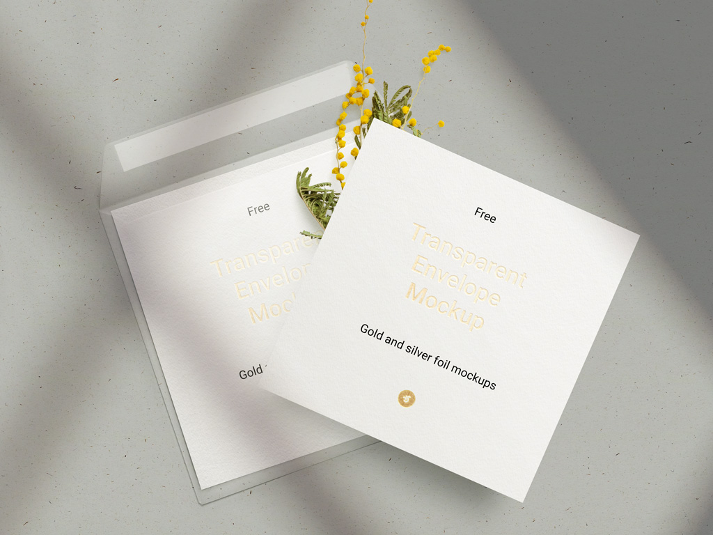 Invitation Card with transparent Envelope Mockup | Mockup World