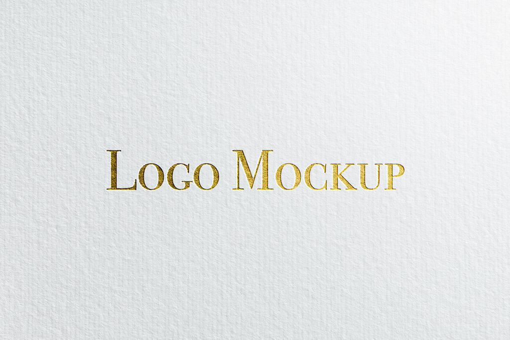 Debossed golden Logo on Paper Mockup - Mockup World