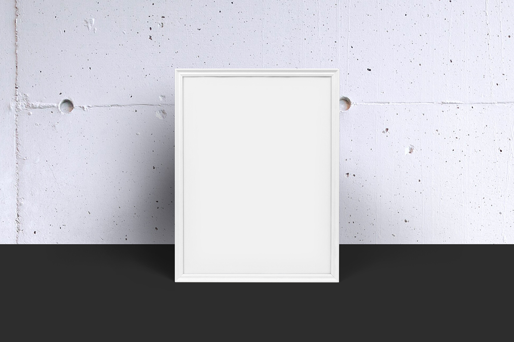 New Free Mockups – White Frame leaning against a Concrete Wall Mockup Generator – Download Now