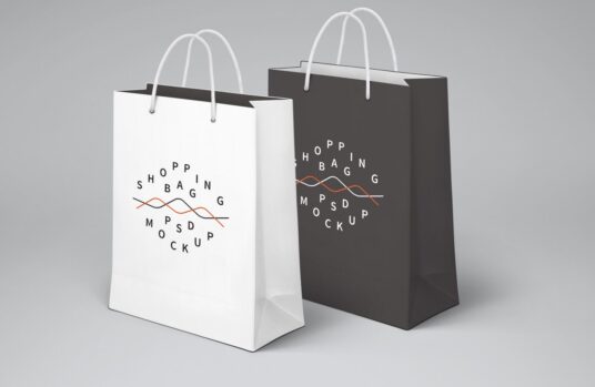 White Paper Bag Mockup With Handles On Grey Background Royalty Free SVG,  Cliparts, Vectors, and Stock Illustration. Image 70873211.