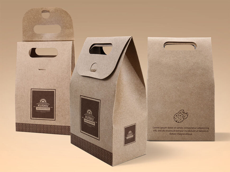 Download Cake & Cookie Kraft Paper Bag Mockup | Mockup World