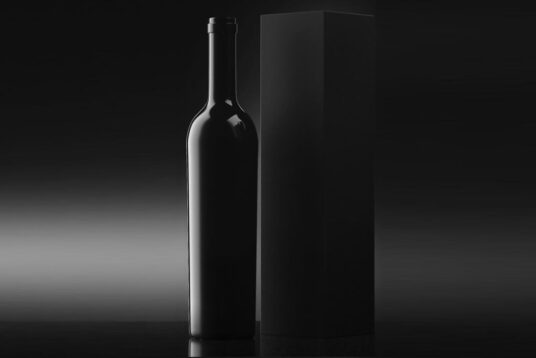Download Black Wine Bottle With Box Mockup Mockup World