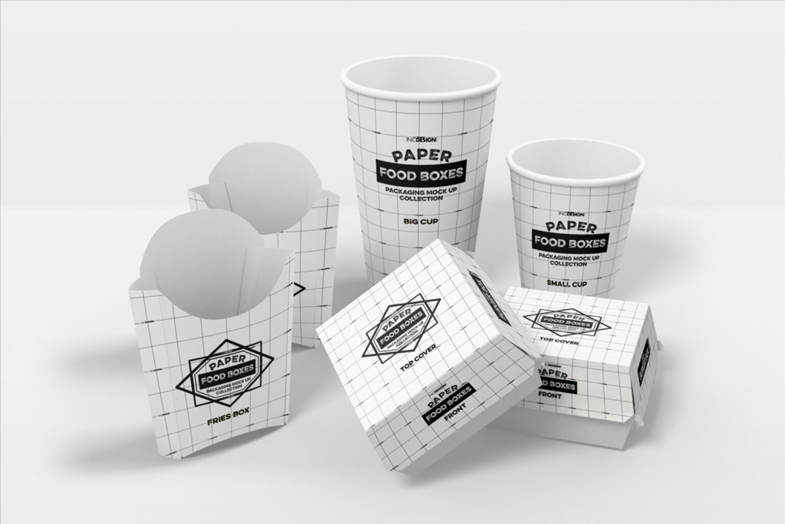 Download Fast Food Packaging (Boxes and Cups) Mockup | Mockup World