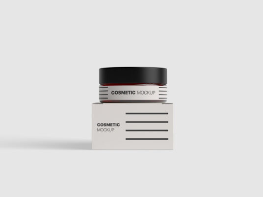 Download Cosmetic Jar with Box Mockup | Mockup World
