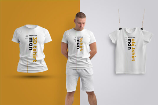 Download Three Men's T-Shirts Mockup | Mockup World