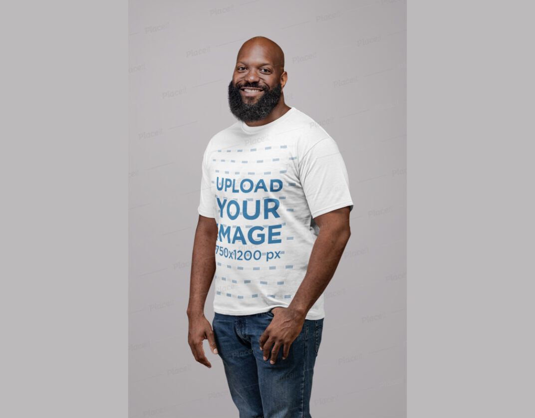 Download Man with Beard wearing T-Shirt Mockup Generator | Mockup World