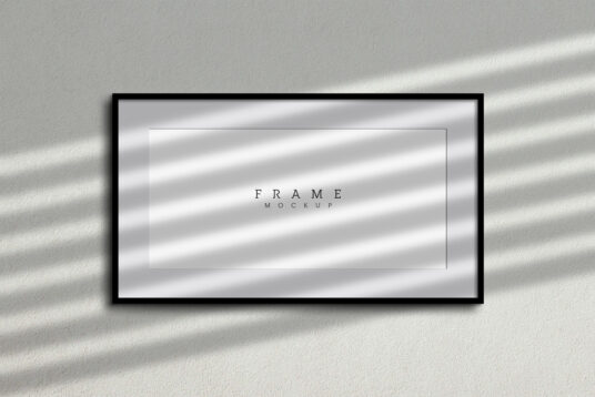 Black Picture Frame with Shadows Mockup - Mockup World