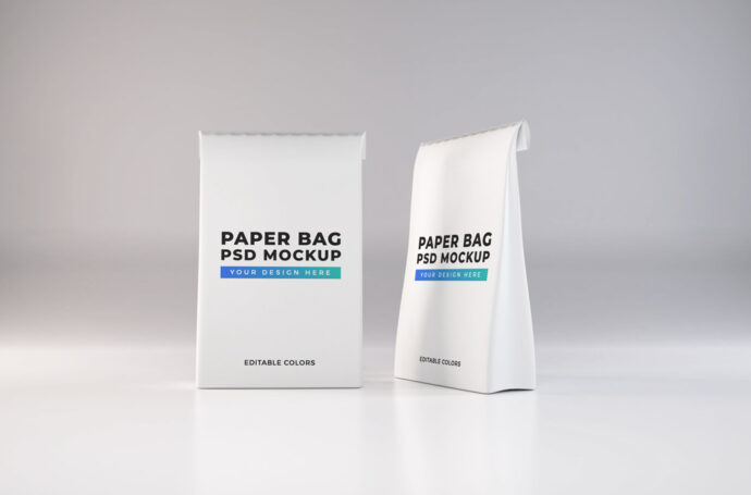 Two small Paper Bags Mockup