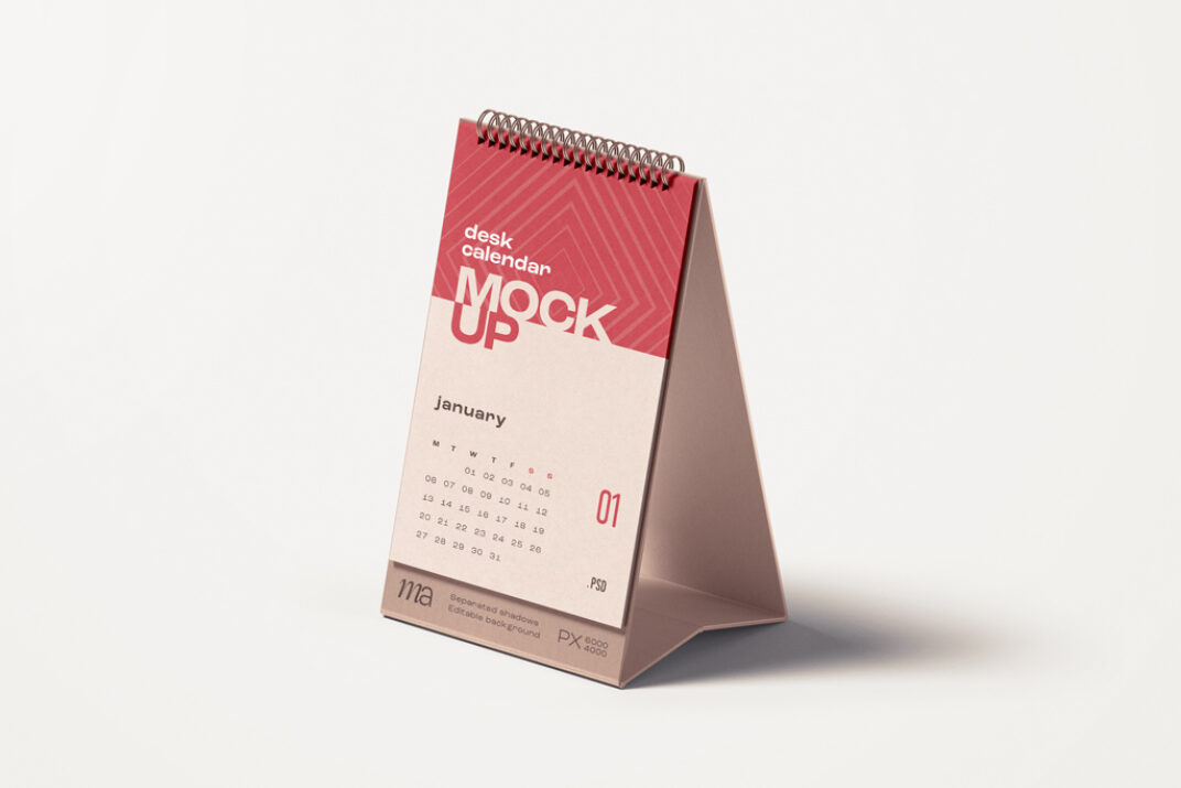 Small Stand up Desk Calendar Mockup Mockup World