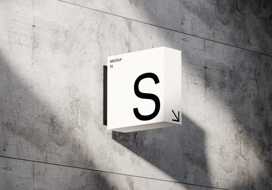 Illuminated Square Shop Sign Mockup - Mockup World