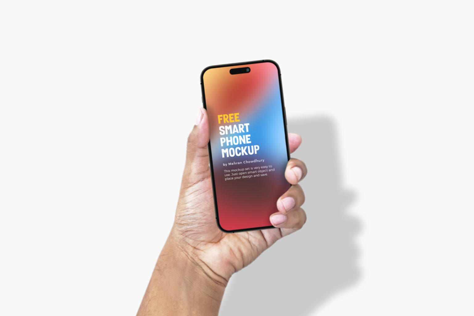 Male Hand holding iPhone 14 Pro Mockup - Mockup World